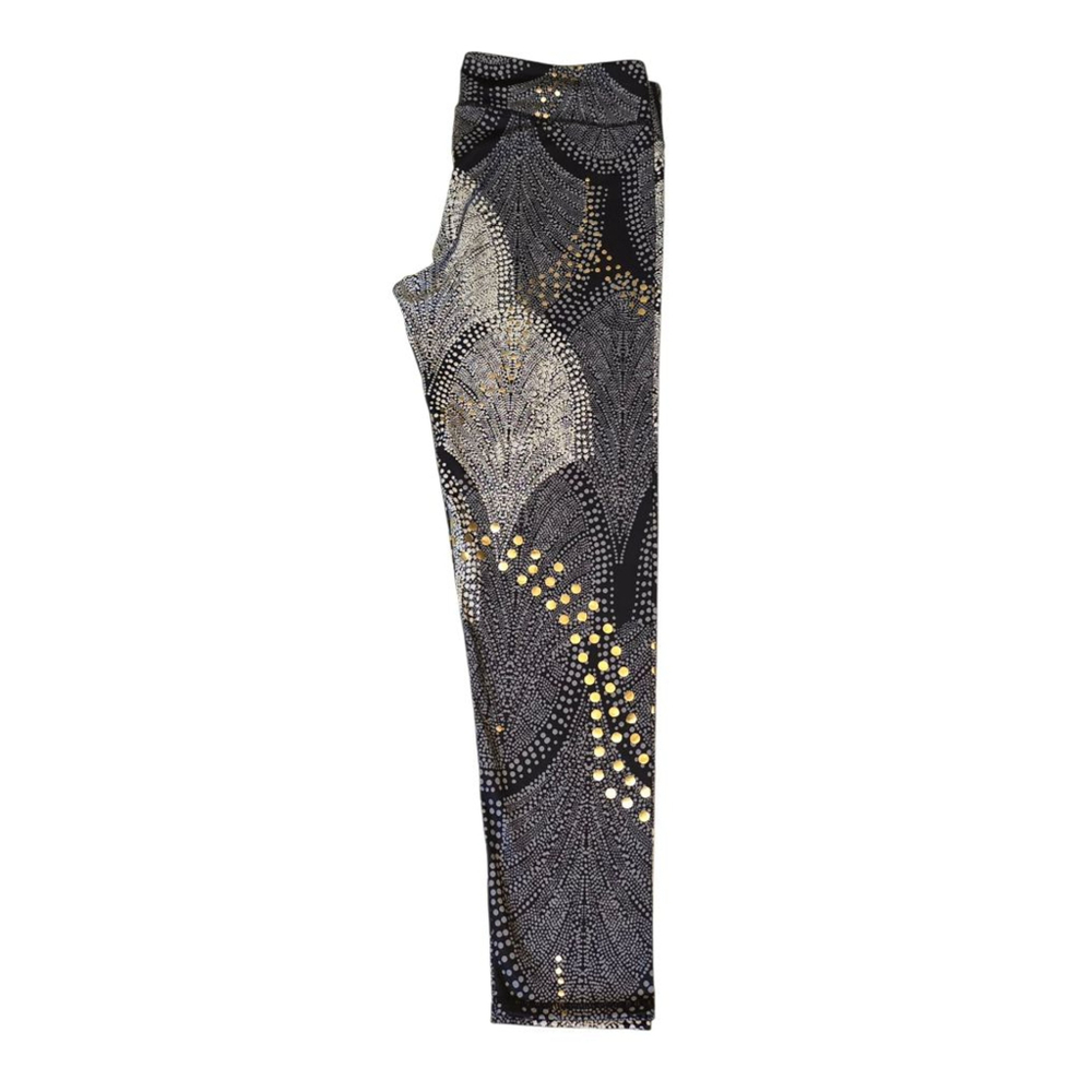 NWOT Women's Fabletics‎ Black Gold Patterned Leggings XXL